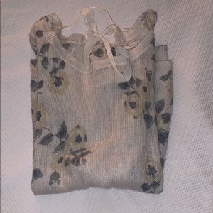 Lauren Conrad cream flower tied in back sweater